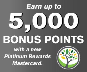 earn up to 5000 bonus points with a new platinum rewards mastercard