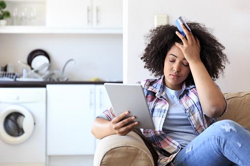 woman stressed about money