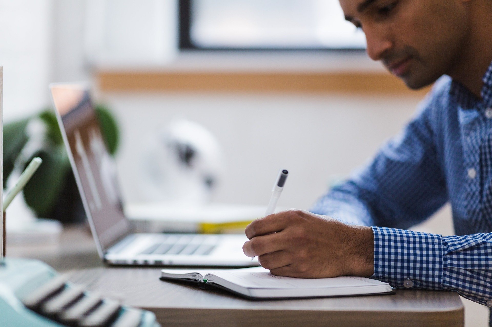 Man working on budget