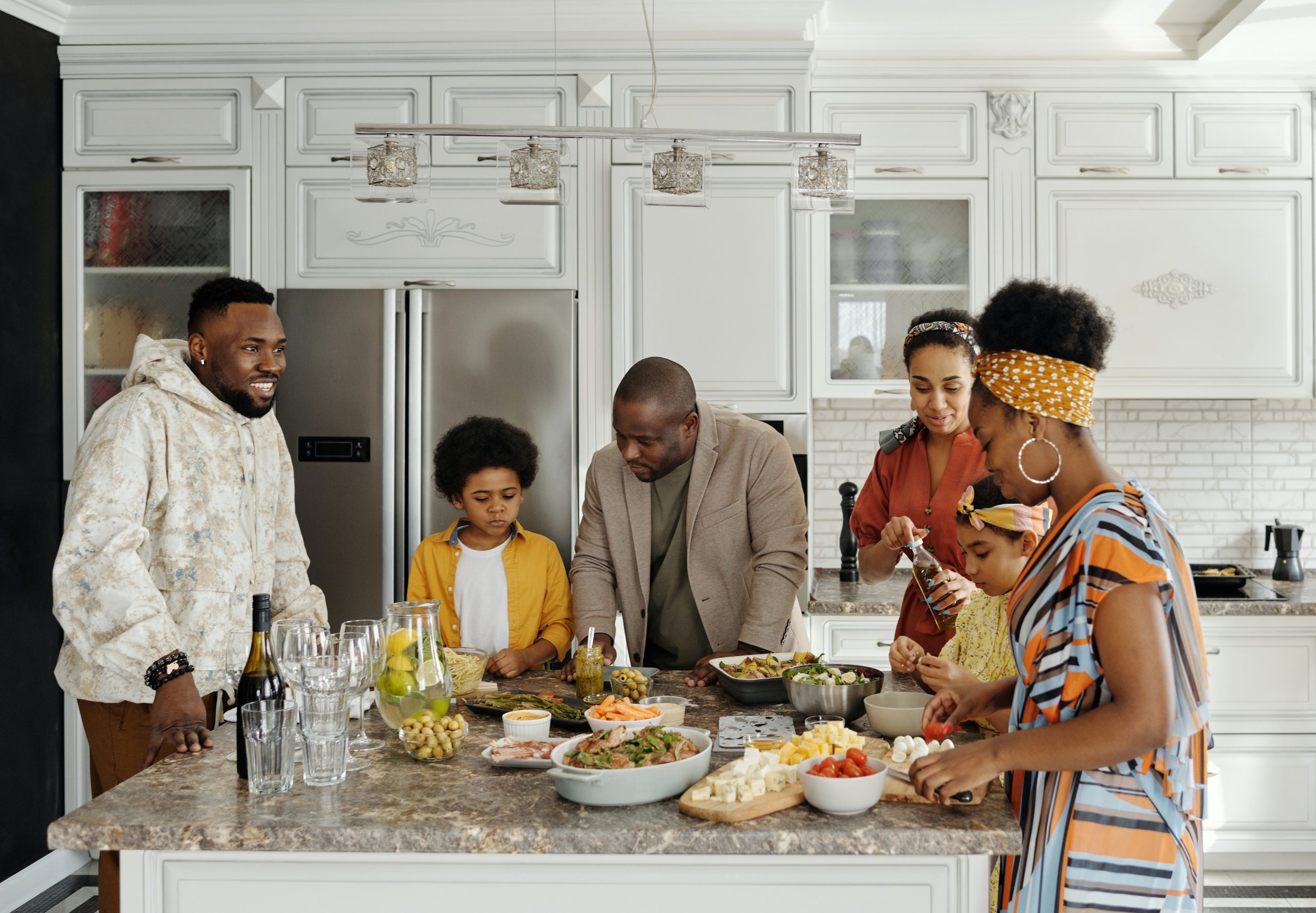 family in kitchen