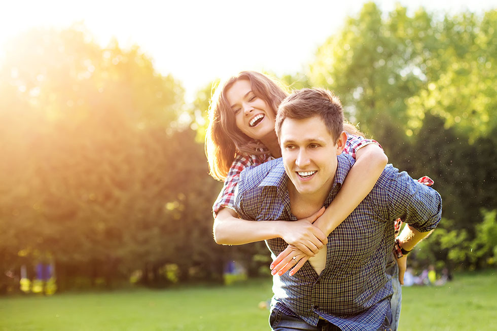 Couple having fun at park