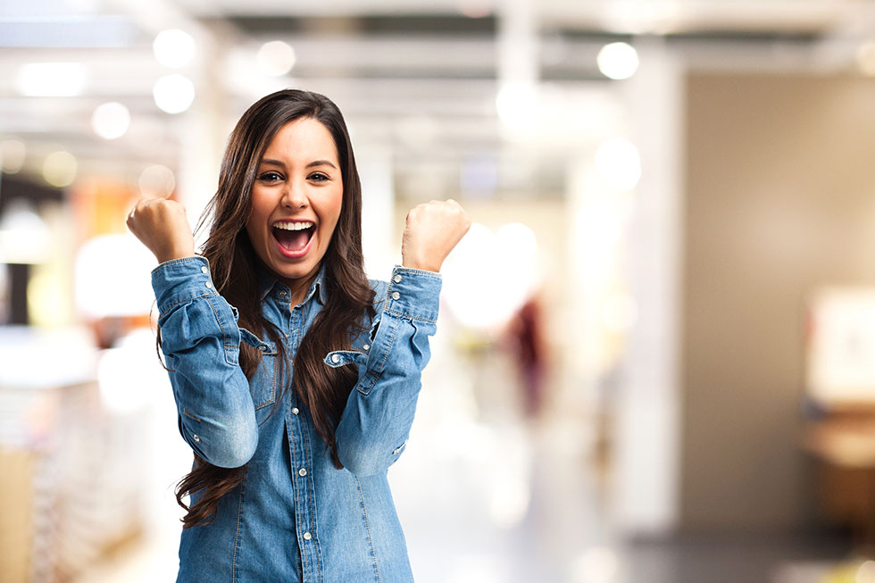 Woman showing excitment