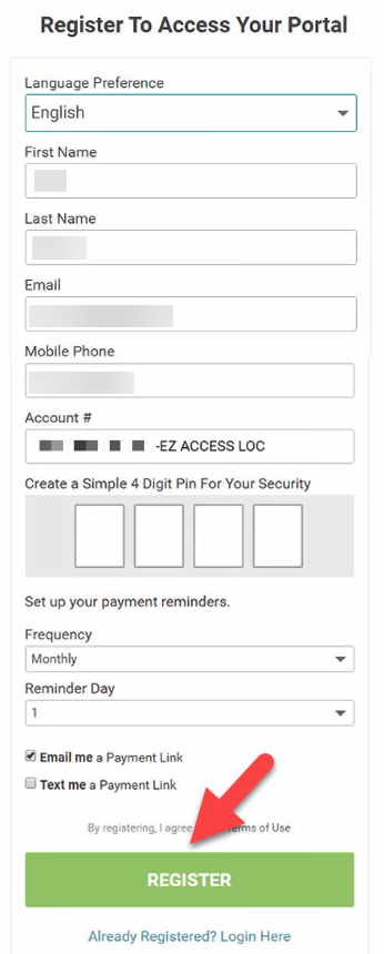 Enter the required information and click REGISTER.