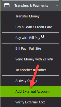 Transfers Payments Once signed into online banking click on the Transfers & Payments link.