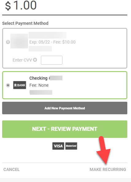 makereoccuring Select MAKE RECURRING.