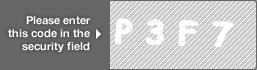 captcha code for visual authentication  letter P number 3 letter F number 7