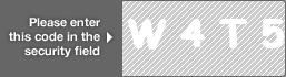 captcha code for visual authentication  letter W number 4 letter T number 5