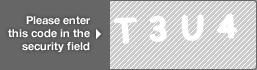 captcha code for visual authentication  letter T number 3 letter U number 4