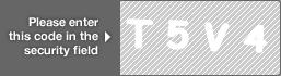 captcha code for visual authentication  letter T number 5 letter V number 4