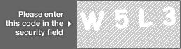 captcha code for visual authentication  letter W number 5 letter L number 3